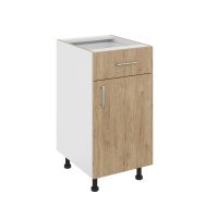Corp Baza Karo, 1 Sertar, 1 Usa, Lemn Natural/Alb, 40 x 50 x 80 cm