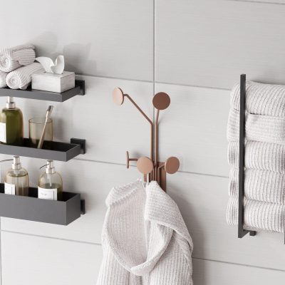 Cuier de hol metalic Metal Wall Hook Artistic 4, Cupru, 24x16 cm - Multicolor