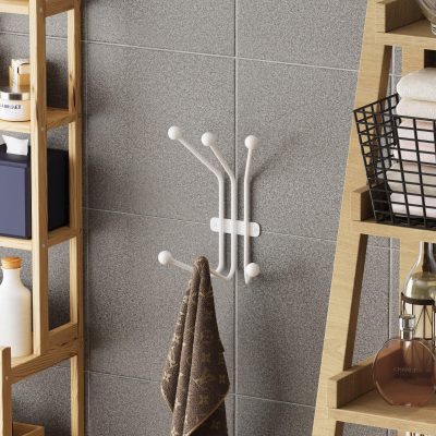 Cuier de hol metalic Metal Wall Hook Classic 1, Alb, 23x13 cm - Alb