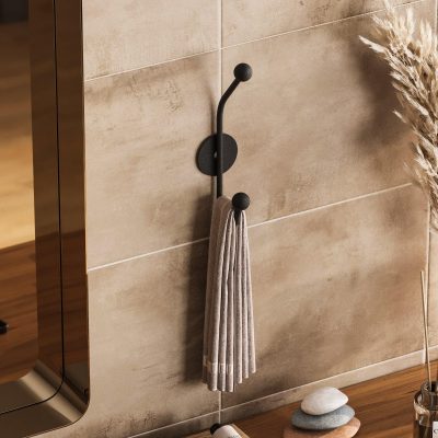Cuier de hol metalic Metal Wall Hook Elegance 3, Negru, 6x9 cm - Negru