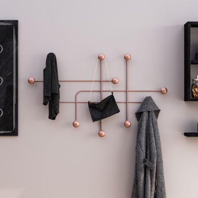 Cuier de hol metalic Metal Wall Hook Modern 3, Cupru, 107x64x10 cm - Multicolor