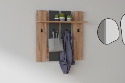 Cuier Mita - Walnut, Anhtacite, Nuc - Antracit, 70x18x70 cm - Nuc - Antracit
