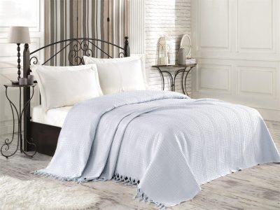 Cuvertură de pat double, Albastru deschis, 240x220 cm - Albastru