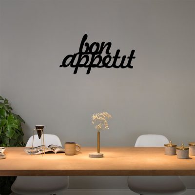 Decorațiune de perete din metal Bon Appetit 1, Diverse culori, 50x30x0 cm - Negru