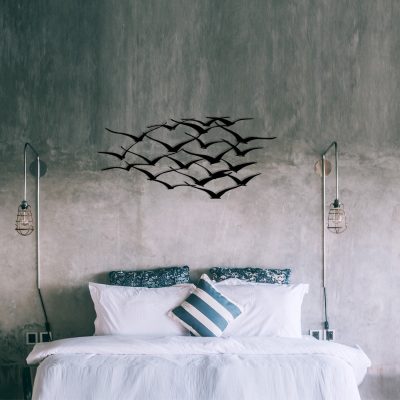 Decorațiune de perete din metal Herd Of Birds, Negru, 120x55x0 cm - Negru