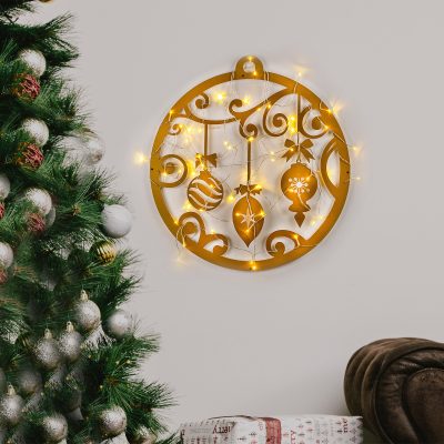 Decorațiune de perete din metal XMASGOLD - 028, Auriu, 60x64x0 cm - Auriu