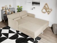 Divan dublu / Pat matrimonial tapitat Crem Round Fix