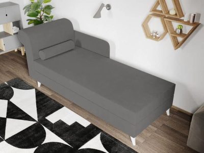 Divan / Pat o persoana tapitat Gri Deschis Round Fix