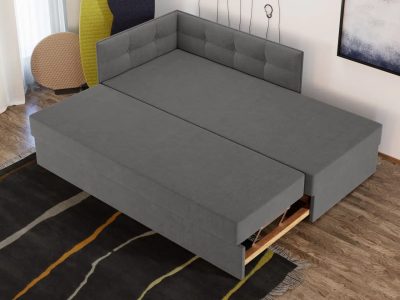 Divan / Pat tapitat Gri Deschis Story Extensibil