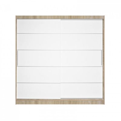 Dulap CORFU 03, usi glisante, corp sonoma + usi alb, 200x60x200 cm