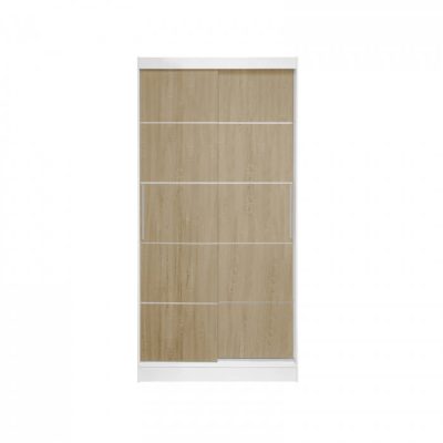 Dulap KOSS 03, cu usi glisante, corp alb + usi sonoma, 100x60x200 cm