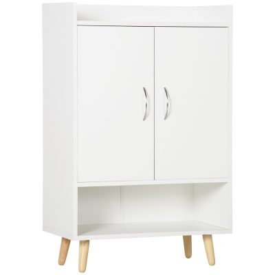 Dulap Pantofar Economie de spatiu din Lemn Alb cu Compartiment deschis, Dulap Pantofar Design pentru Intrare, 60x30x92cm HOMCOM | Aosom RO