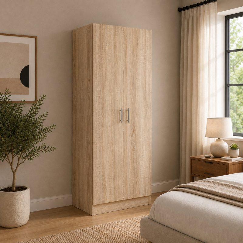 Dulap Remi, 2 Usi, cu polite, Stejar Sonoma, 80 x 51 x 170 cm