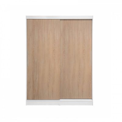 Dulap RODOS 01, usi glisante, corp alb + usi sonoma, 150x60x200 cm