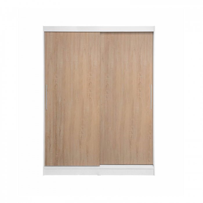 Dulap RODOS 01, usi glisante, corp alb + usi sonoma, 150x60x200 cm