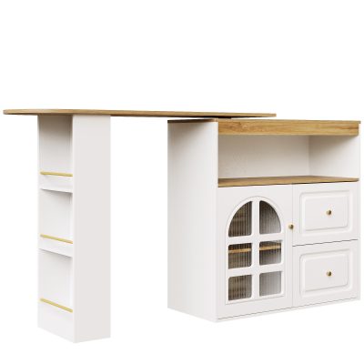 Dulap sideboard rotativ 360°, Alb | Aosom Romania