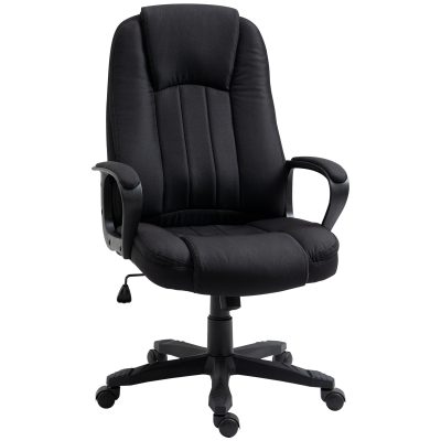 Fotoliu Birou cu Masaj, Interfata USB si Inaltime Reglabila, Tesatura efect in, Roti pivotante 60x74x106-116cm, Negru Vinsetto | Aosom Romania