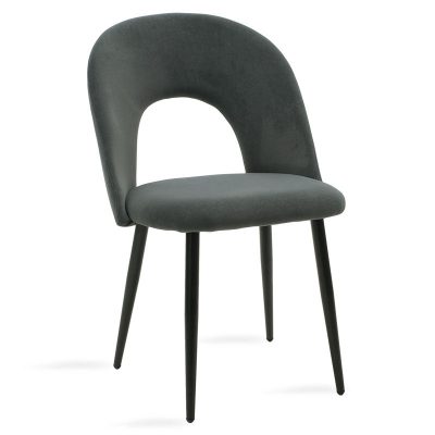 Fotoliu Jonah catifea, picioare, negre, Diverse culori, 57x55 cm - Gri Inchis