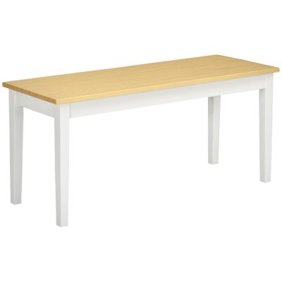 HOMCOM Banc din lemn pentru 2 persoane bicolore cu șezut natural și picioare albe 102 x 36 x 45 cm | Aosom Romania