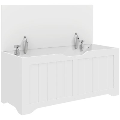 HOMCOM Bancă de Depozitare cu cu 2 Balamale de Siguranță 100 cm, PAL, Alb | Aosom Romania
