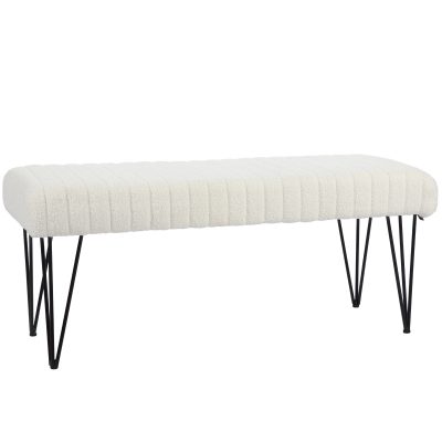 HOMCOM Bancă pentru Pat Modernă cu Picioare în Formă de Furcă, 118,5x46x49,5 cm, Alb Crem | Aosom Romania