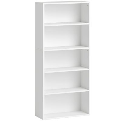 HOMCOM Bibliotecă cu 5 Niveluri și Rafturi Ajustabile, 60x24x133,5 cm, Alb | Aosom Romania