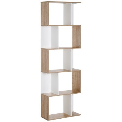 HOMCOM Bibliotecă de Perete Modernă cu 5 Rafturi, Design Vertical din Lemn, 60x24x184.5 cm, Alb | Aosom România