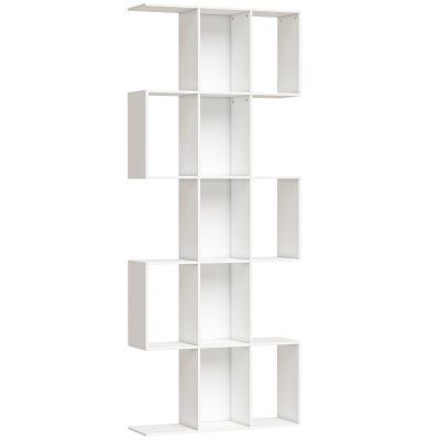 HOMCOM Bibliotecă în formă de S cu 5 niveluri pentru living dormitor studio birou 80x24x200 cm Alb | Aosom Romania