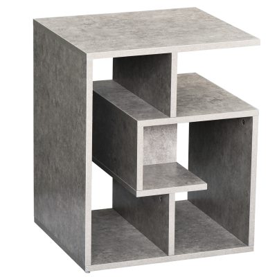 HOMCOM Bibliotecă Modernă pe 3 Niveluri din Lemn cu Efect Ciment, Dimensiuni 45x40x55cm, Gri Elegant | Aosom Romania