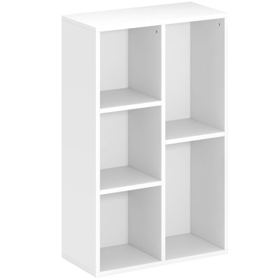 HOMCOM Bibliotecă cu 5 compartimente deschise, design modern, pentru living, dormitor, birou, 50x24x80 cm, alb | Aosom Romania