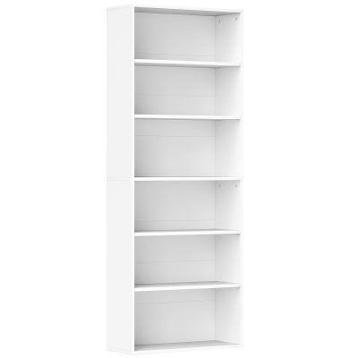 HOMCOM Bibliotecă raft de depozitare 6 niveluri cu polițe reglabile pentru living, dormitor, birou, 60x24x158,5cm, alb | Aosom Romania