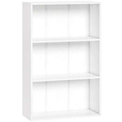 HOMCOM Bibliotecă raft de depozitare cu 3 compartimente și raft reglabil, 60 x 24 x 93 cm, alb | Aosom Romania