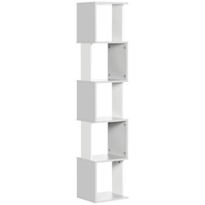 HOMCOM Bibliotecă raft Design Modern cu 5 Nivele - Depozitare Practică pentru Casă sau Birou, alb și gri | Aosom Romania