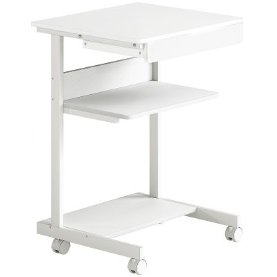 HOMCOM Birou de computer pe roți, birou cu depozitare 56 x 51 cm cu sertar, compartiment și suport CPU, alb | Aosom Romania