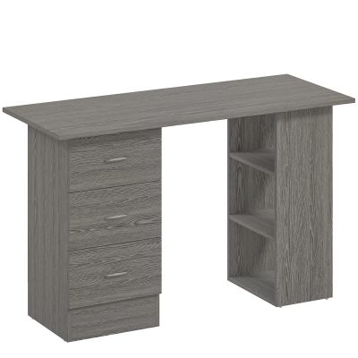 HOMCOM Birou modern cu 3 Sertare si Rafturi in Lemn Alb 120x49x72cm | Aosom Romania