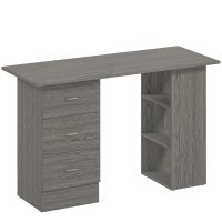 HOMCOM Birou modern cu 3 Sertare si Rafturi in Lemn Alb 120x49x72cm | Aosom Romania