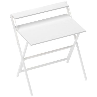HOMCOM Birou Pliabil cu Poliță pentru Monitor, 81.5x62x86.5 cm Alb | Aosom Romania