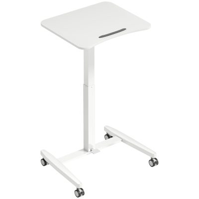 HOMCOM Birou Reglabil pe Înălțime, Blat Inclinabil, Roți și Cadru din Oțel, 60,5 x 52 x 75-114 cm, Alb | Aosom Romania