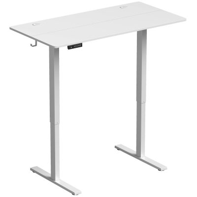 HOMCOM Birou Reglabil pe Înălțime cu 3 Memorii, Display LED, Orificiu Cabluri, PAL,120 x 60 x 72-118 Cm, Alb | Aosom Romania