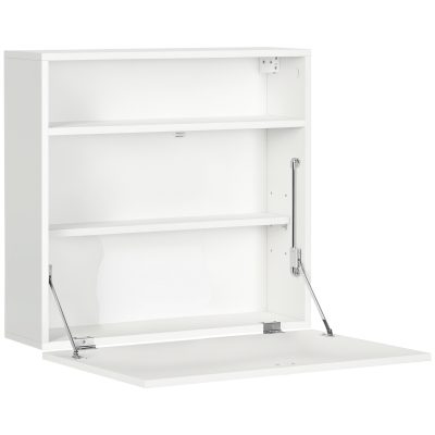HOMCOM Birou suspendat birou de perete cu tavă pliabilă și 3 compartimente - 64 x 20 x 60 cm - alb | Aosom Romania