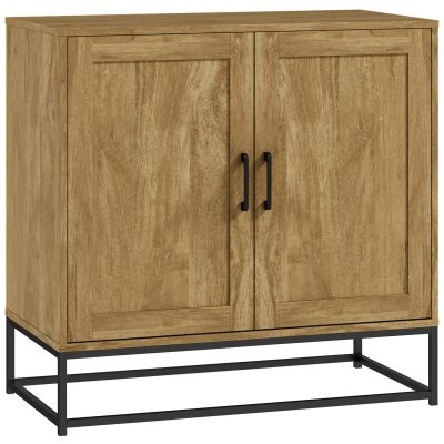 HOMCOM Bufet de Bucătărie cu 2 Nivele și Raft Reglabil, Mobilier din Pal Melaminat și Oțel, 80x40x78 cm, Lemn Natural | Aosom Romania