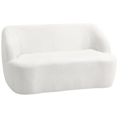 HOMCOM Canapea 2 Locuri, Design Curbat, Canapea cu Material Textil Moale, pentru Living, Dormitor, Birou la Domiciliu, Crem | Aosom Romania