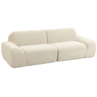 HOMCOM Canapea 3 locuri din chenille 244 cm, canapea modernă pentru living, șezut și brațare late, arcuri individuale (pocket), crem | Aosom Romania