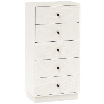 HOMCOM Comoda 5 sertare, mobilier de depozitare inalt si ingust, stil modern pentru camera de zi, living - 47x29x95cm, alb | Aosom Romania