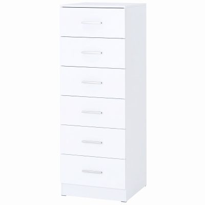 HOMCOM Comodă cu 6 Sertare, Mobilier Modern, 40x40x110 cm, Alb | Aosom Romania