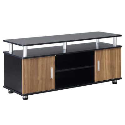 HOMCOM Comodă cu Suport TV cu Dulap și Etajere, Dulăpior pentru Salon și Sufragerie, 120x40x52.2 cm, Negru | Aosom Romania