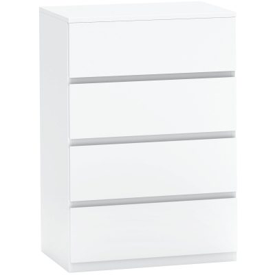 HOMCOM Comodă Sideboard, Comodă cu 4 sertare, 55 cm x 33 cm x 80 cm, Alb | Aosom Romania