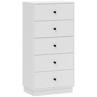 HOMCOM Comoda Sideboard cu 5 sertare Comodă din lemn în stil modern 47 x 29 x 95 cm Alb | Aosom Romania