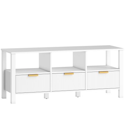 HOMCOM Comodă TV modernă cu 3 sertare şi 3 poliţe deschise pentru televizoare 109,2-139,7 cm 120x39,5x50 cm Alb | Aosom Romania