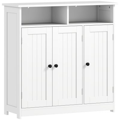 HOMCOM Dulap de Baie Îngust cu 3 Uși 2 Compartimente Deschise Poliță Reglabilă 85x30x85 cm Alb | Aosom Romania